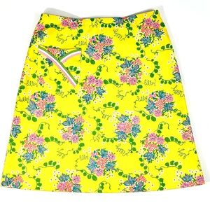 VTG Lilly Pulitzer Yellow Floral Pink/Green/Blue A-Line Skirt L